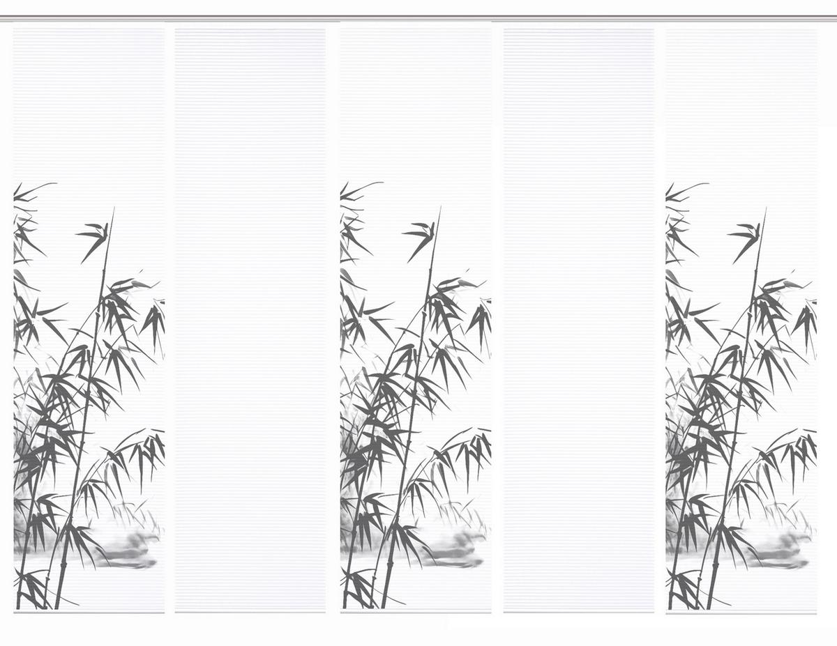 Flächenvorhang Rufus 5er Set - Grau Hochglanz/Weiß, Natur, Textil (60/245cm)