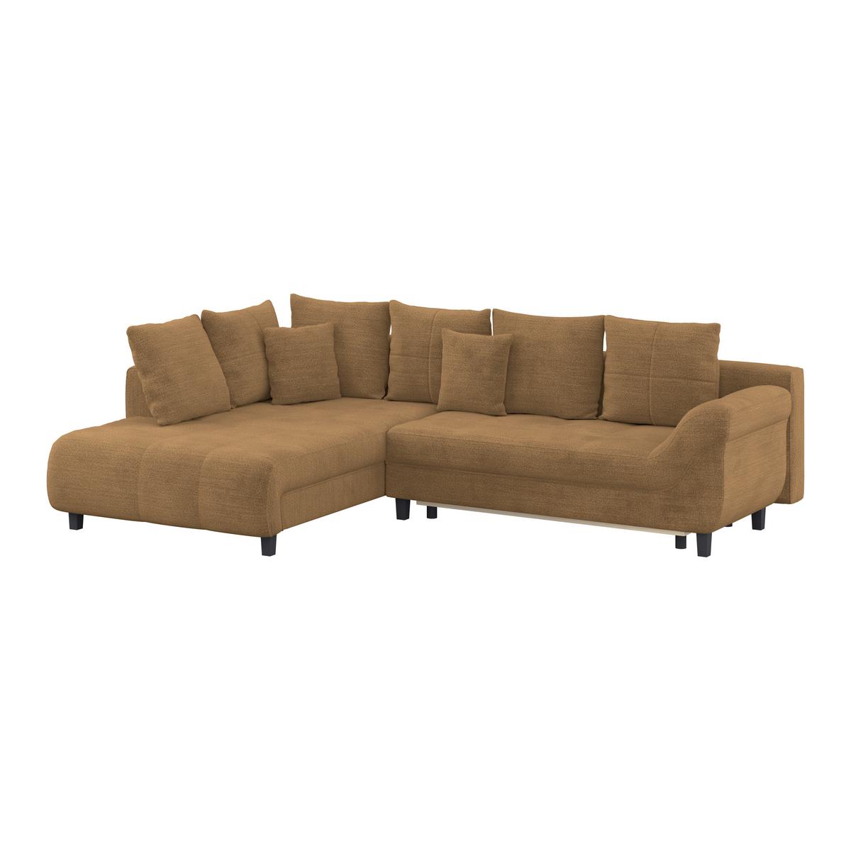 Ecksofa Mit Schlaffunktion Mendoza New Chenille 197x309cm - Rostfarben/Schwarz, KONVENTIONELL, Textil (197/309cm) - Ondega