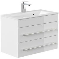 Waschtischkombi Portus Weiß Hg B: 70,4 cm - Weiß Hochglanz/Weiß, MODERN, Keramik/Holzwerkstoff (70,4cm) - MID.YOU