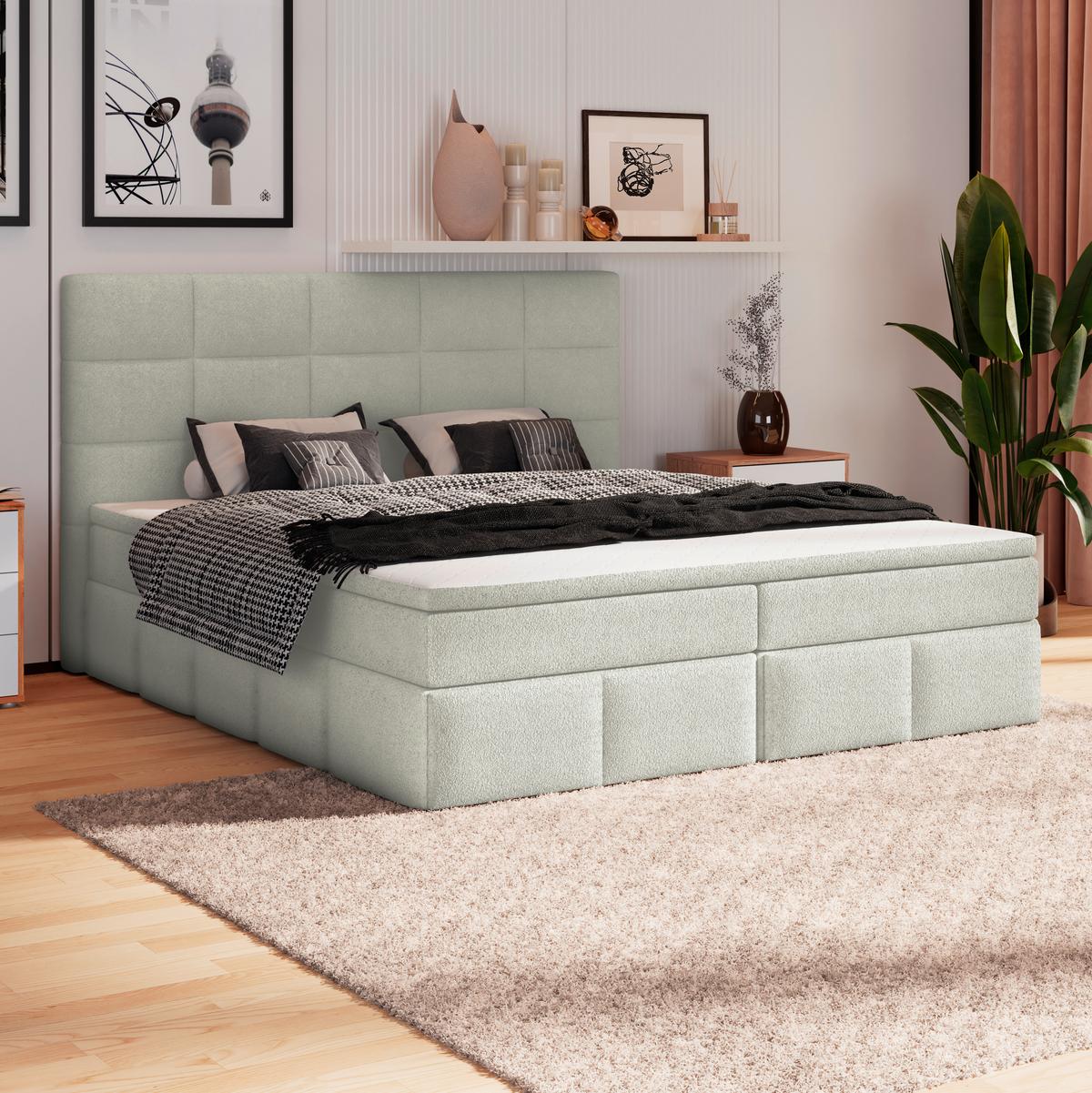 Polsterbett Alba Boucle Champagner, 160x200 cm - Champagner/Schwarz, Trend, Textil (160/200cm)