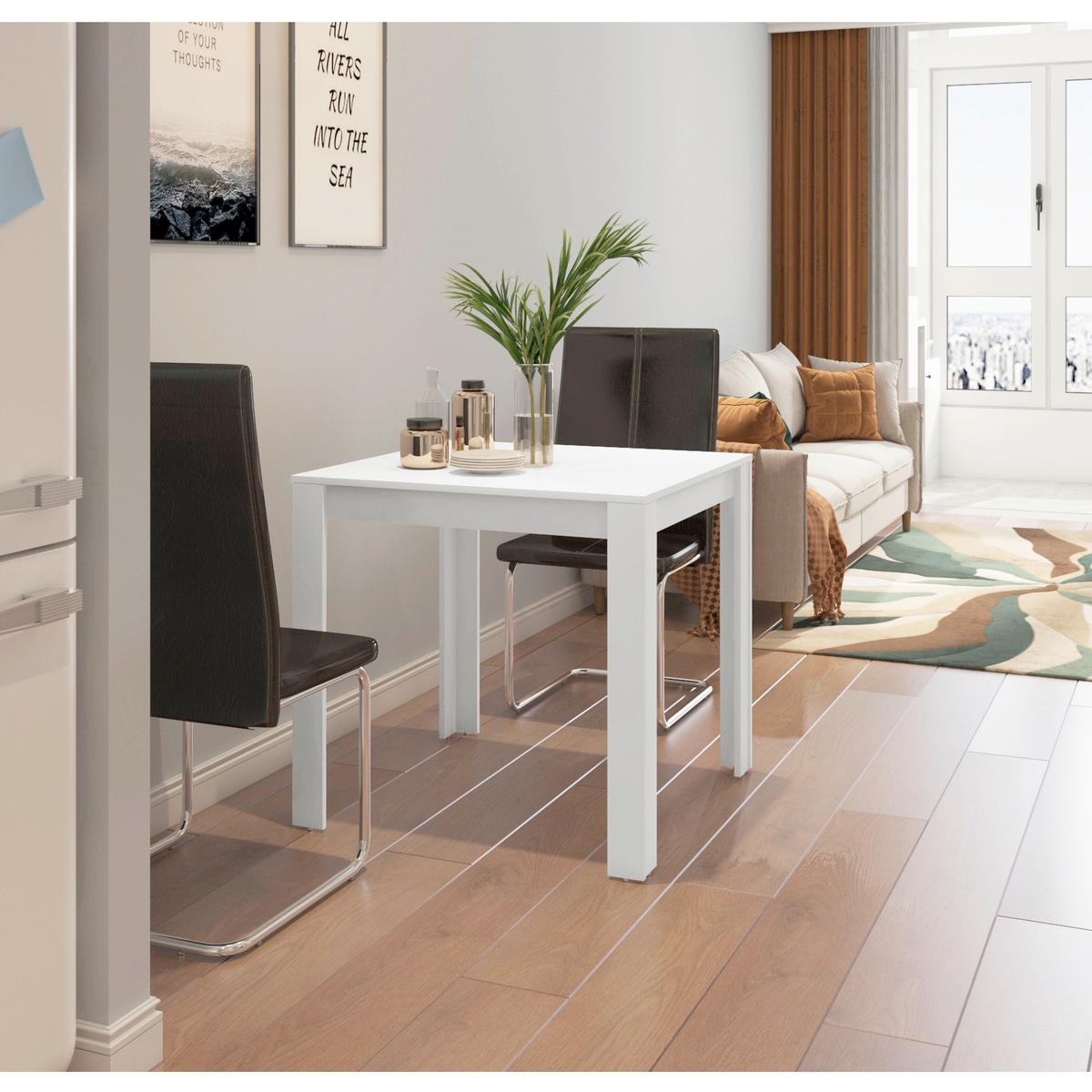 Esstisch Lynn Weiß L: 80cm - Weiß, Design, Holzwerkstoff (80/75/80cm) - MID.YOU