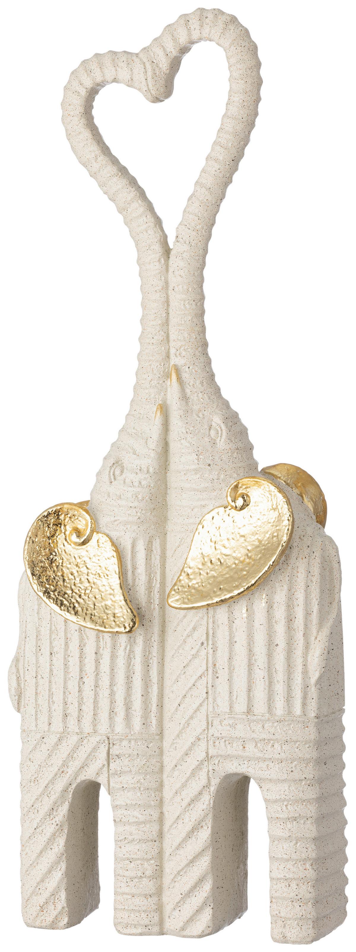 Dekoelefant Dumbo - Beige/Goldfarben, KONVENTIONELL, Kunststoff (11/5,5/30cm) - Luca Bessoni