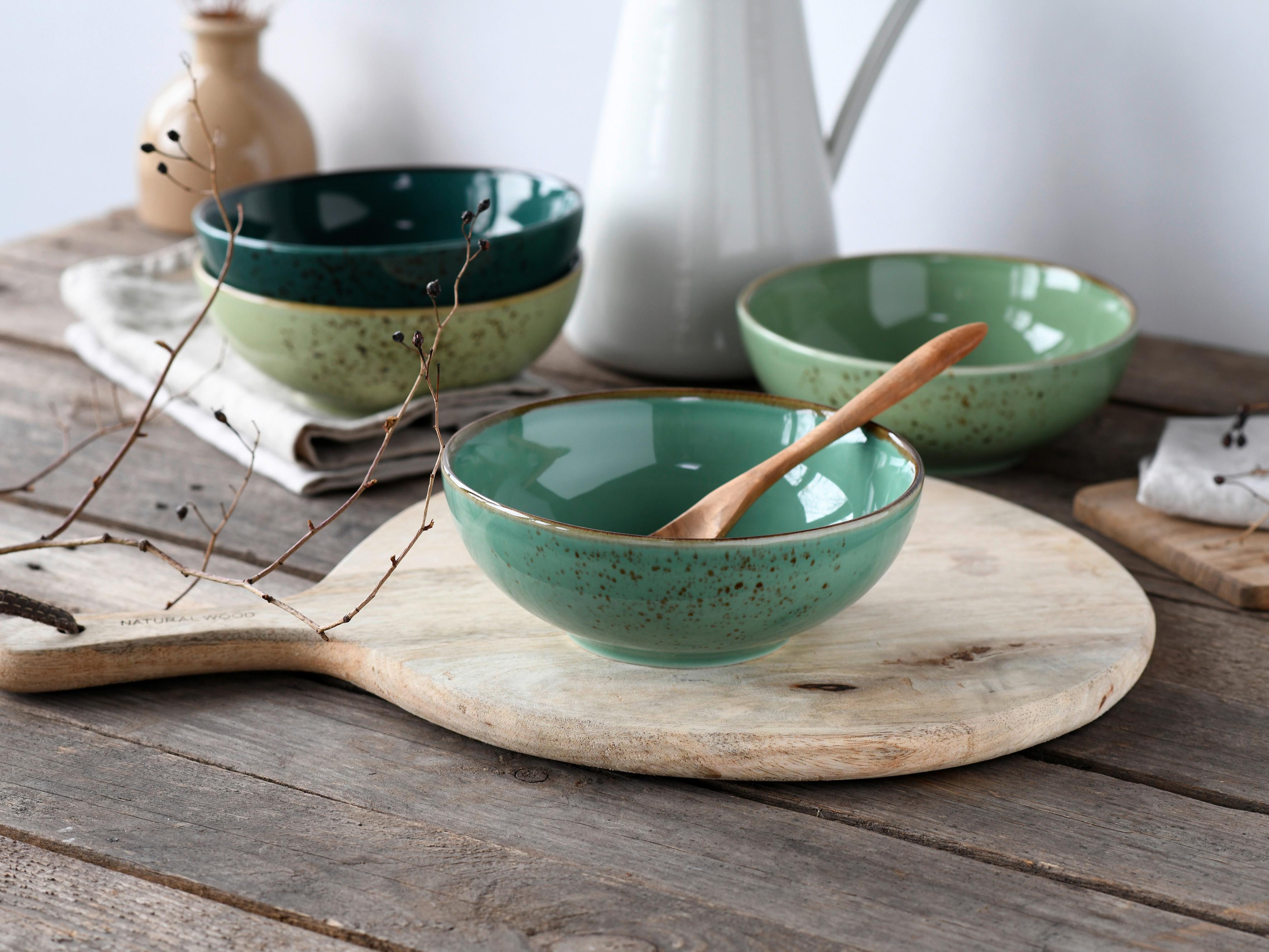 Schüsselset Nature Collection Green Life, 4--Teilig., Grün - Grün, Design, Keramik - Creatable