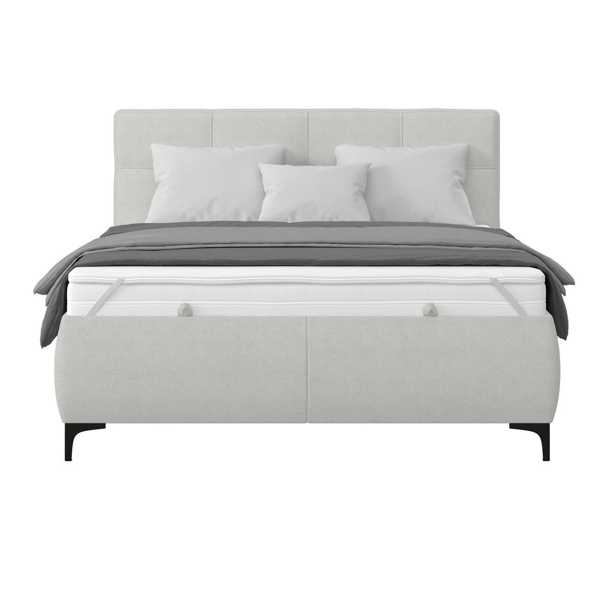 Polsterbett Zeni 140 - Hellgrau/Schwarz, KONVENTIONELL, Holz/Textil (140/200cm)