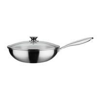 PANVICA WOK INOXXA BLACK - priehľadné/farba ušľachtilej ocele, Basics, kov/sklo (32cm) - GSW