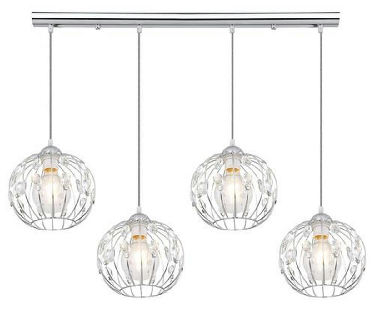Hängeleuchte Kristall H: 120 cm 4-Flammig - Klar/Chromfarben, Basics, Glas/Metall (80/20/120cm) - Globo