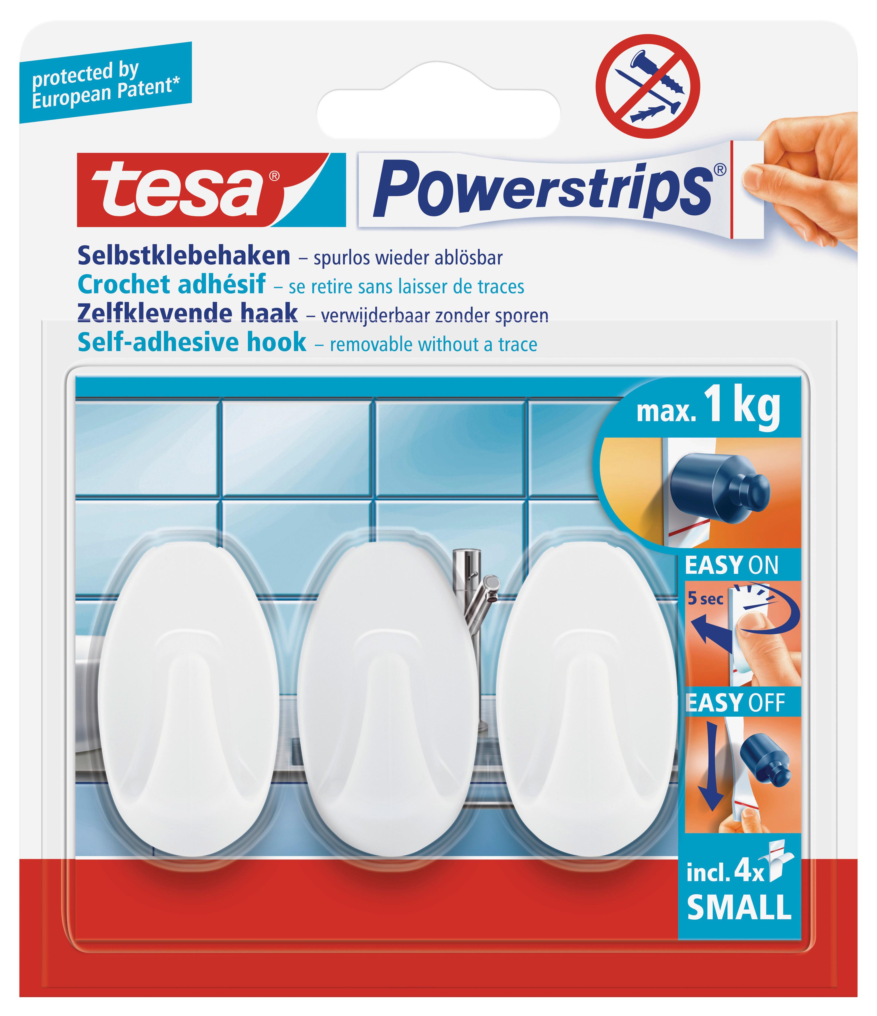 Klebehaken Powerstrips Weiß Oval, 3er-Set - Weiß, MODERN, Kunststoff (12/14/3cm)