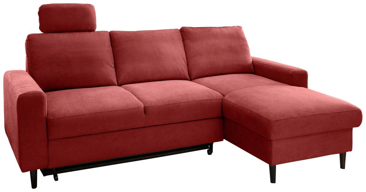 Eckschlafsofa Passione Rot S: 234x147 cm - Rot/Schwarz, MODERN, Textil (234/147cm) - Livetastic