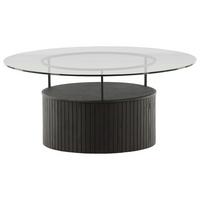 Couchtisch Bovall - Klar/Schwarz, Design, Glas/Holz (90/90/40cm) - Livetastic