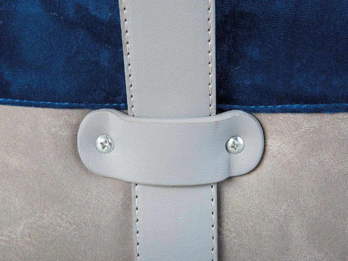 Hocker Osane Samt Blau/Grau Sitz Gepolstert H: 43 cm - Blau/Grau, KONVENTIONELL, Holzwerkstoff/Kunststoff (38/43/32,5cm) - MID.YOU