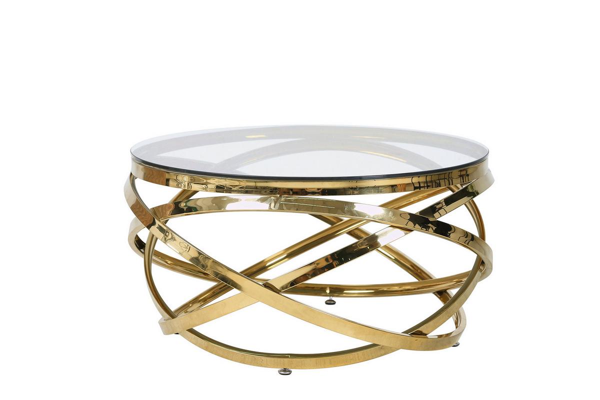 Couchtisch Goldfarben L: 80 Cm - Klar/Goldfarben, Design, Glas/Metall (80/80/42cm) - Livetastic