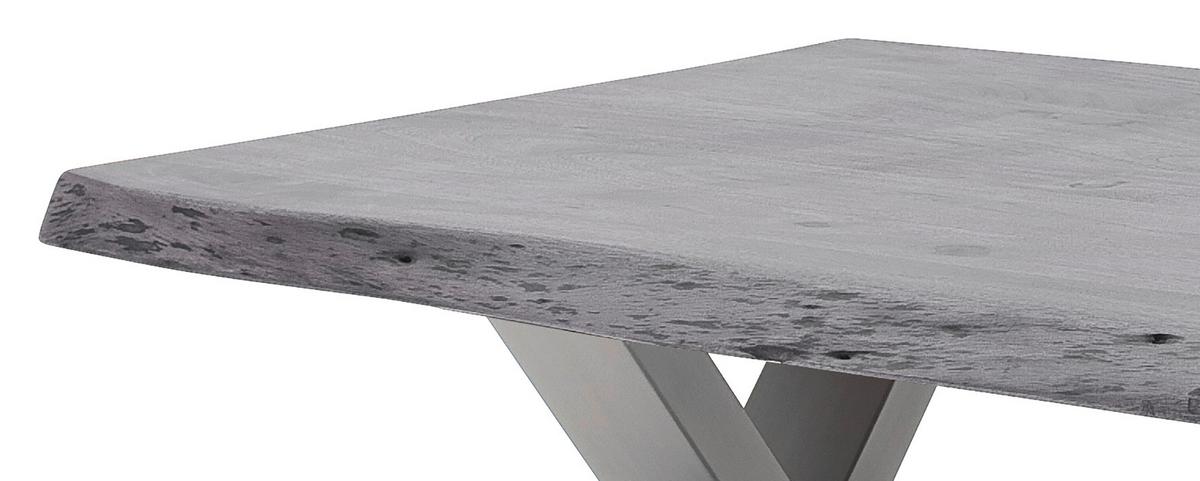 Couchtisch Holz Massiv Cartagena Grau/Edelstahlf. - Edelstahlfarben/Grau, MODERN, Holz/Metall (110/45/70cm)