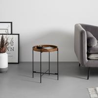 Príručný stolík P: 40 cm - čierna/farba akácie, Modern, kov/drevo (40/49cm) - Based