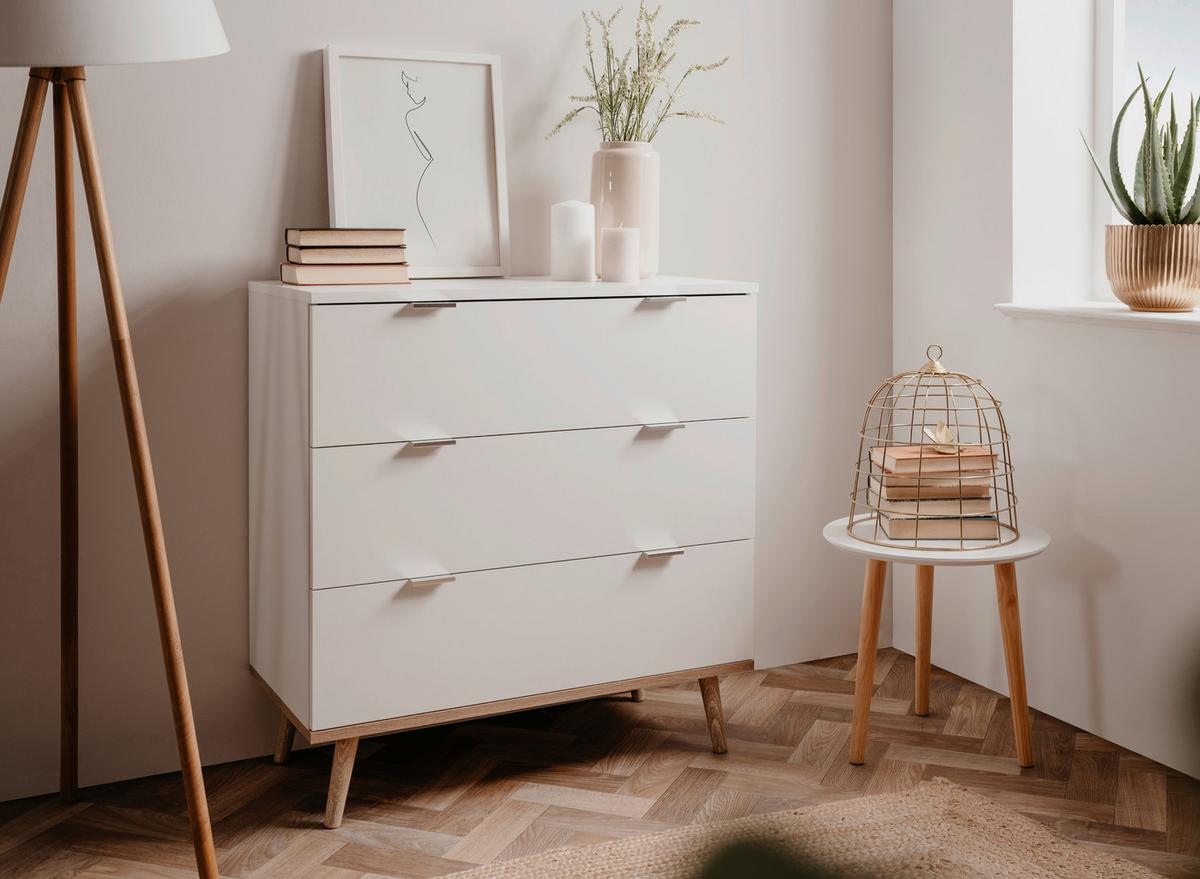 Kommode B 80 Cm Göteborg, Weiß/eiche Dekor - Weiß/Sonoma Eiche, KONVENTIONELL, Holzwerkstoff (80/86,5/40cm) - MID.YOU