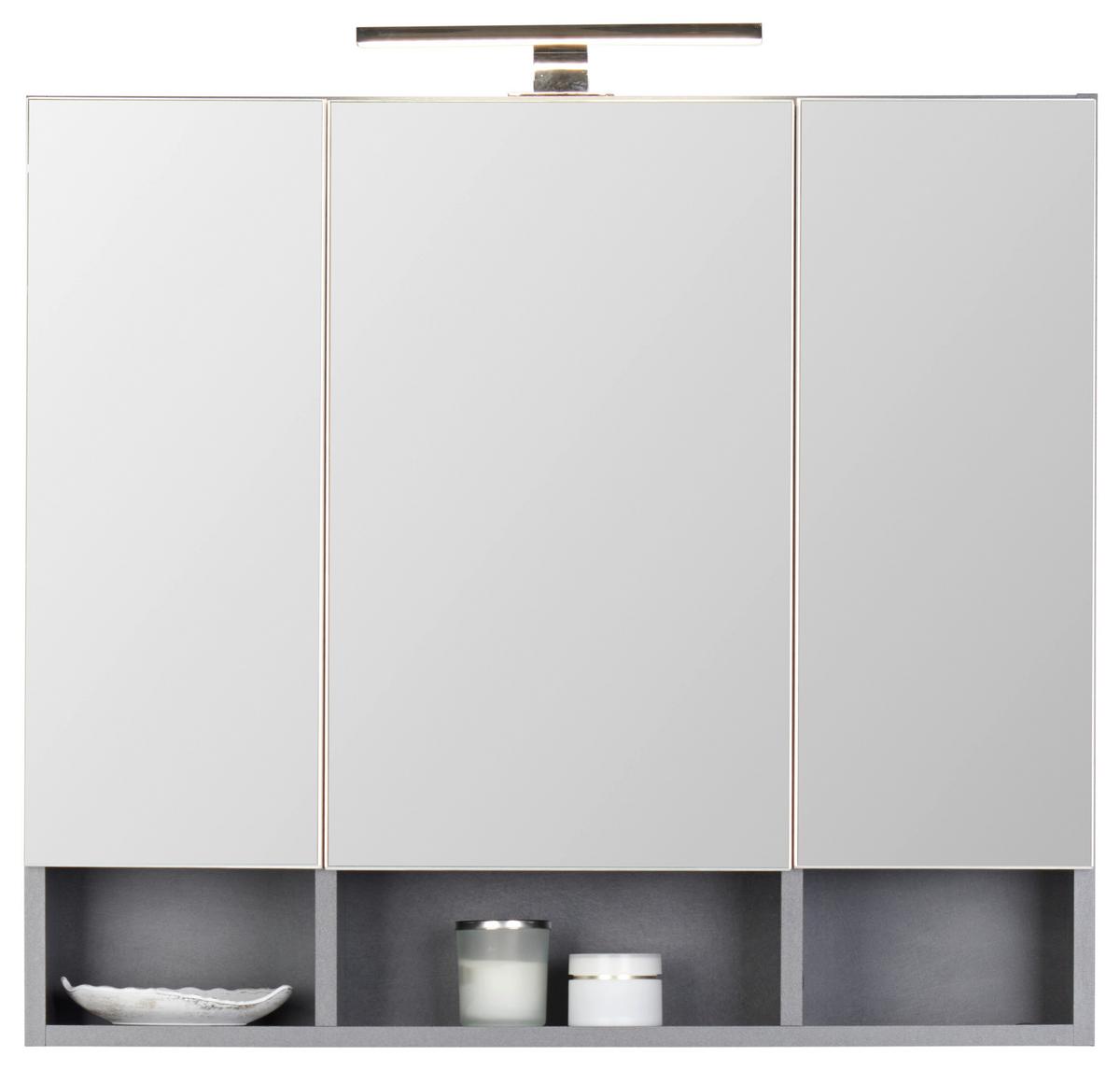 Spiegelschrank Alassio Mit Led 3-Türig Bht: 80x71x17 Cm - MODERN, Holzwerkstoff (80/71/17cm) - Luca Bessoni