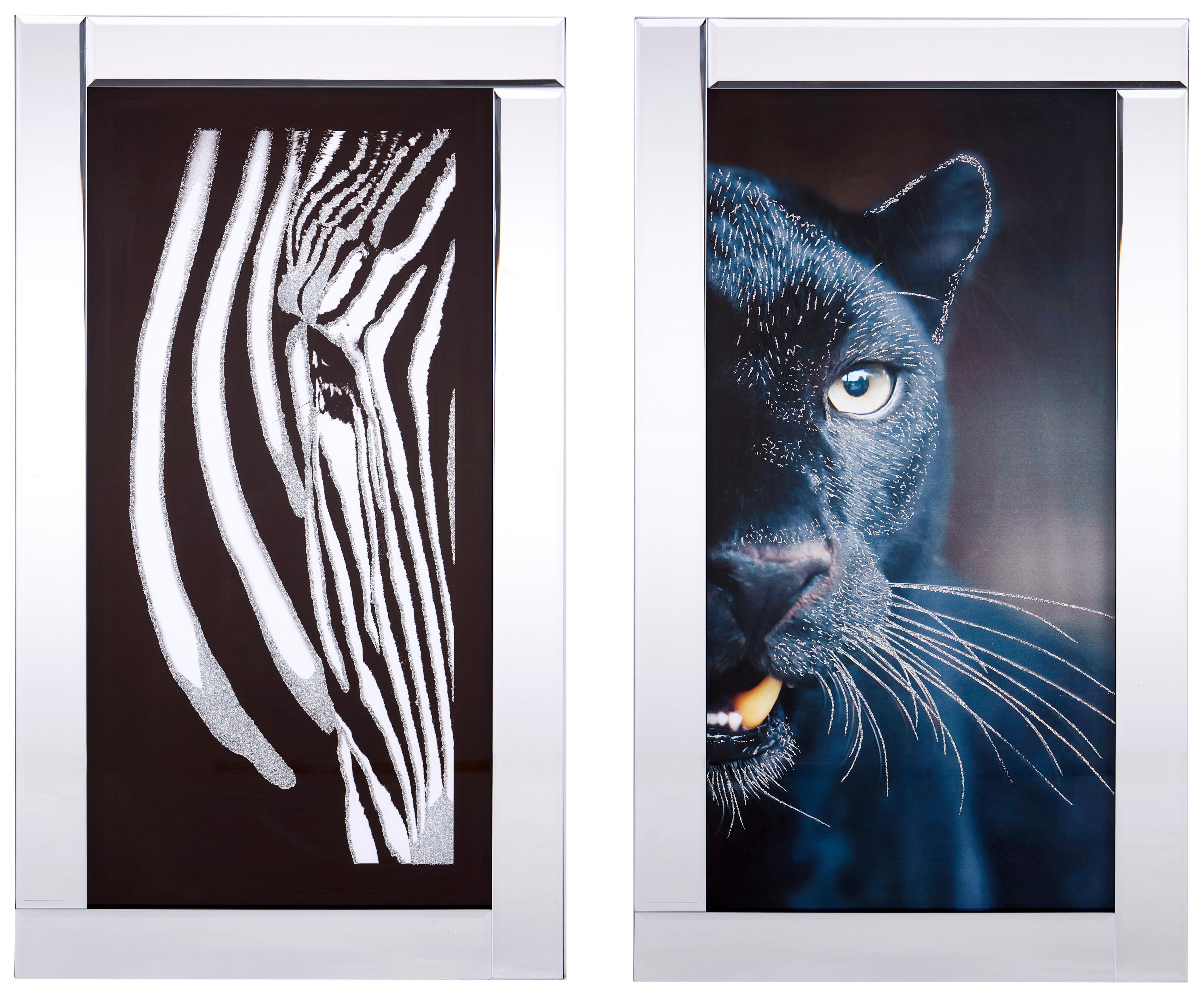 Bild Vitesa Tiere Schwarz/weiß 38x68 Cm - Schwarz/Weiß, Basics, Glas/Papier (38/68/2,3cm) - Luca Bessoni