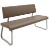 Sitzbank mit Lehne Cappuccino Lederlook Arco B: 155 cm - Edelstahlfarben/Cappuccino, Design, Kunststoff/Metall (155/86/59cm) - Livetastic