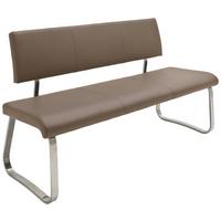 Sitzbank mit Lehne Cappuccino Arco 175x86x59 cm - Edelstahlfarben/Cappuccino, Design, Leder/Metall (175/86/59cm) - Livetastic