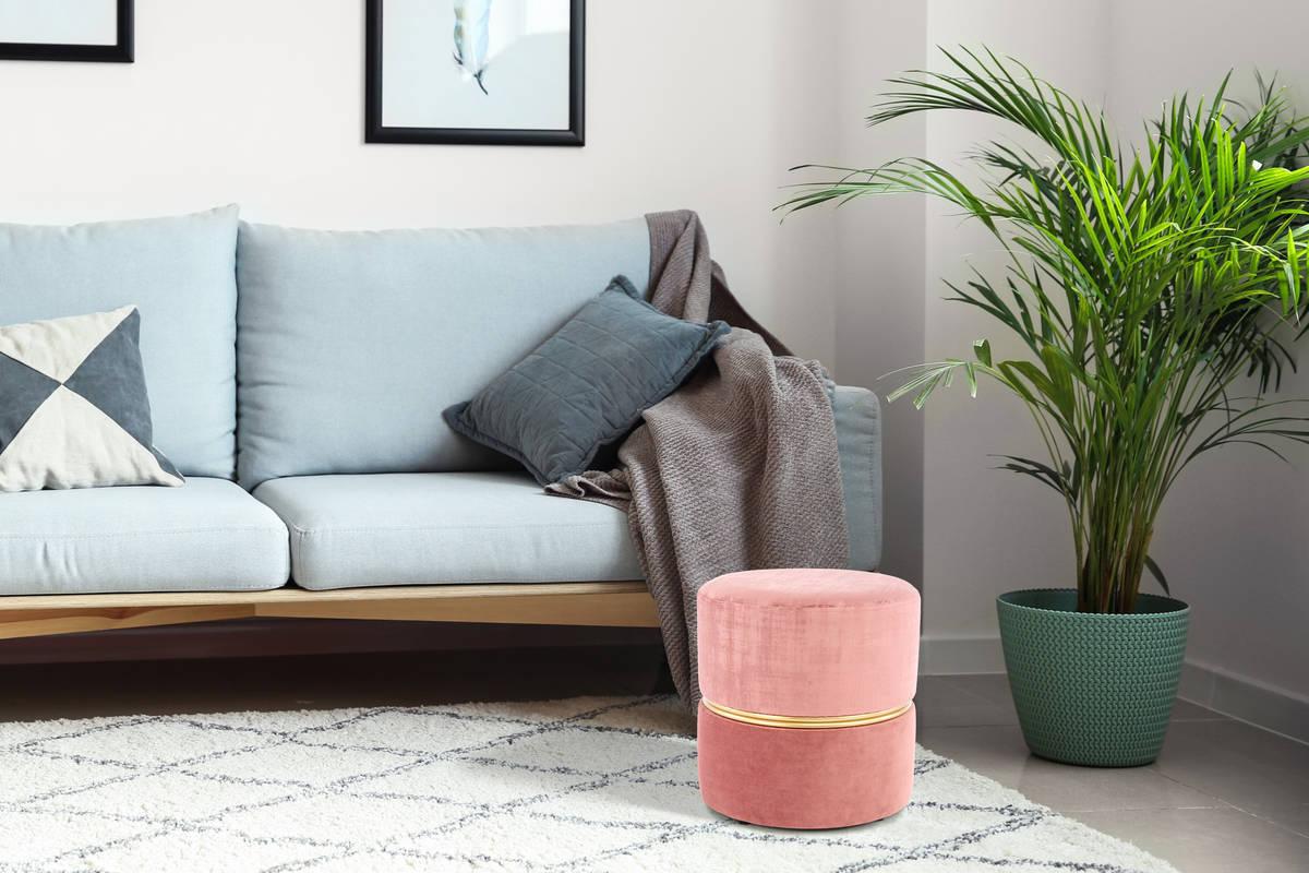 Pouf in Hellrosa und Altrosa
