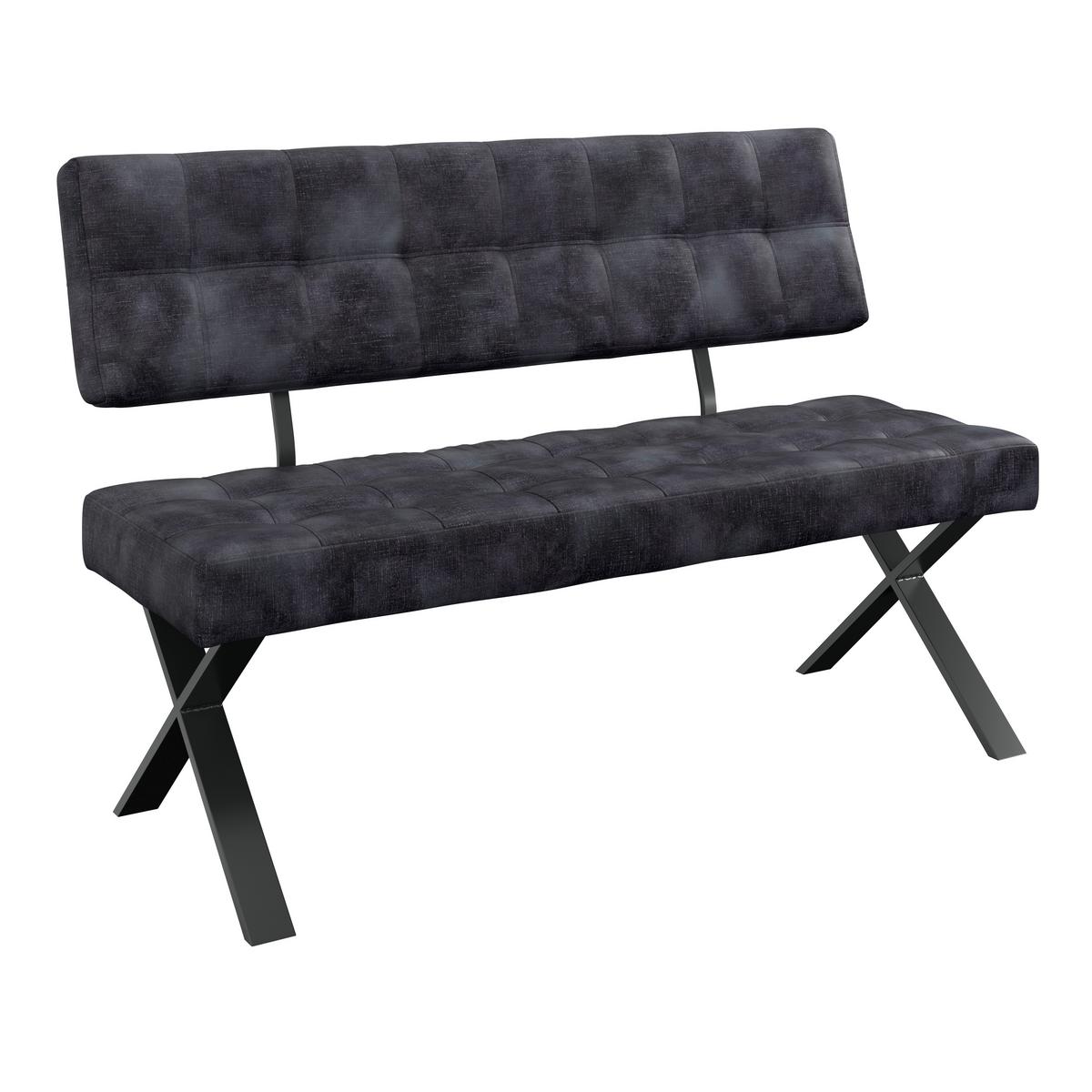 Sitzbank mit Lehne Webstoff Anthrazit Donna B:140cm - Anthrazit/Schwarz, MODERN, Textil/Metall (140/93/61cm)