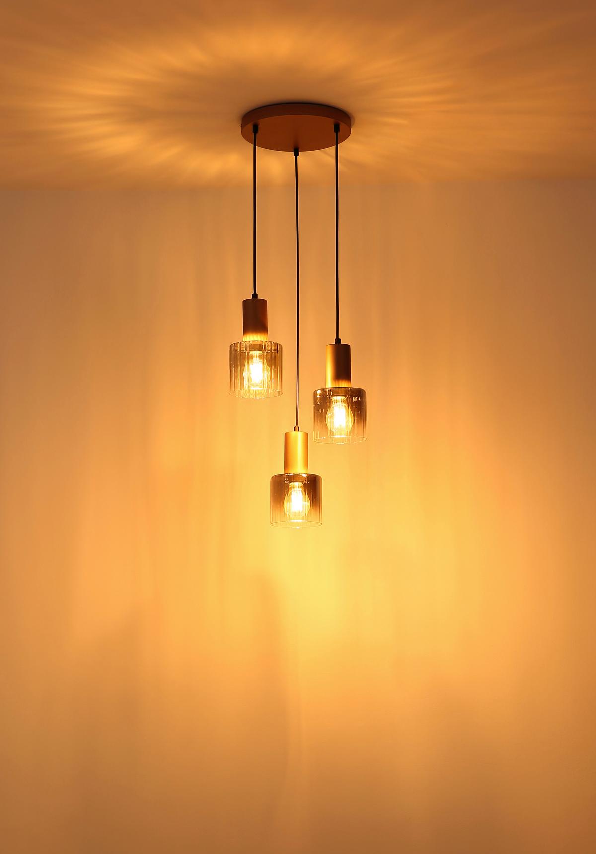 Hängeleuchte Exkl. 3xe27, 40w - Klar/Chromfarben, Design, Glas/Kunststoff (28/150cm) - Globo