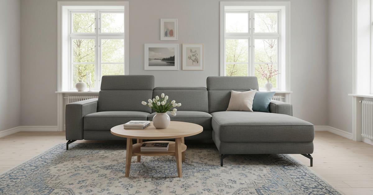 Ecksofa Michelle Grau S: 278x108 cm - Schwarz/Grau, Design, Textil (278/176cm) - Livetastic