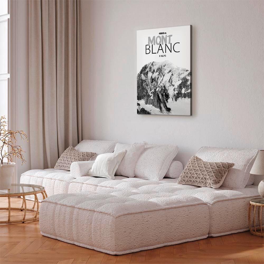Leinwandbild Mont Blanc Schwarz Grauweiß B: 80 cm