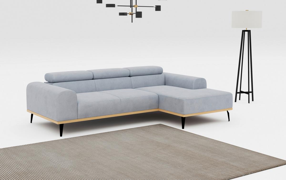 Ecksofa Hellgrau Mit Sitzvorzug S: 244x157 Cm - Hellgrau/Schwarz, KONVENTIONELL, Textil (244/157cm) - Cotta