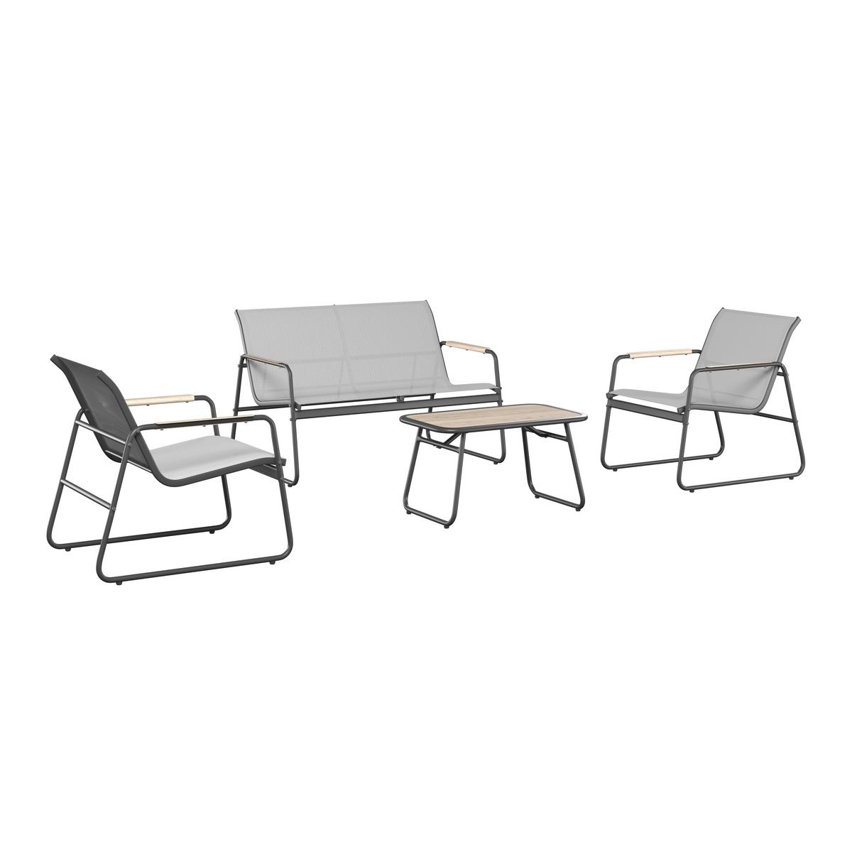 Loungegarnitur Mailand - Dunkelgrau/Hellgrau, MODERN, Kunststoff/Textil - Beldano