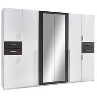 Drehtürenschrank Mit Spiegel + Laden B: 270 Cm Vegas, Weiß - Graphitfarben/Weiß, Basics, Holzwerkstoff (270/208/58cm) - MID.YOU