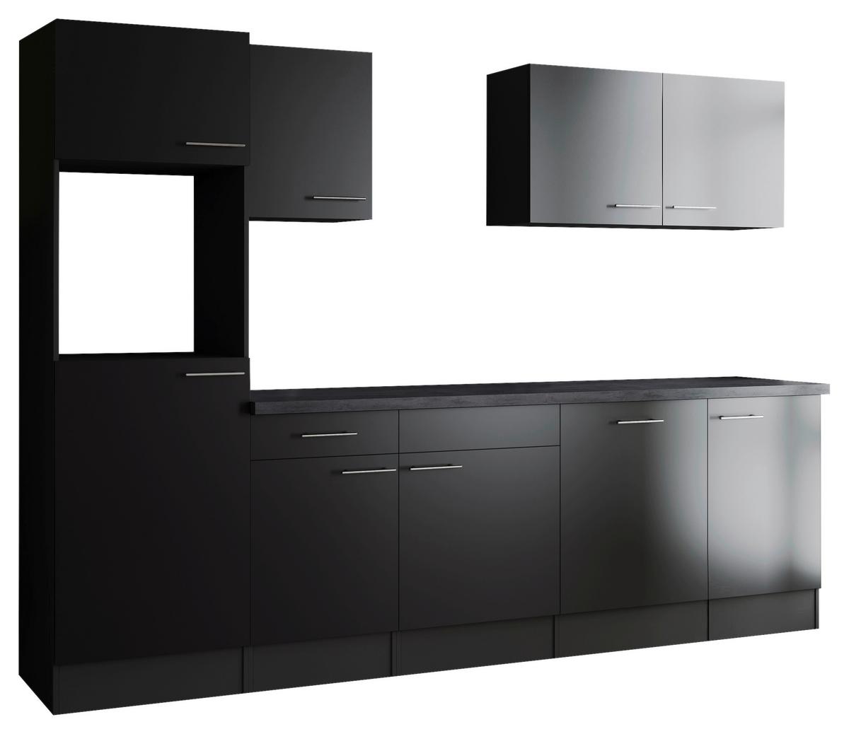 Küchenleerblock Oliver Grau, Schwarz B: 280 Cm - Schwarz/Grau, Design, Holzwerkstoff (280cm) - Respekta