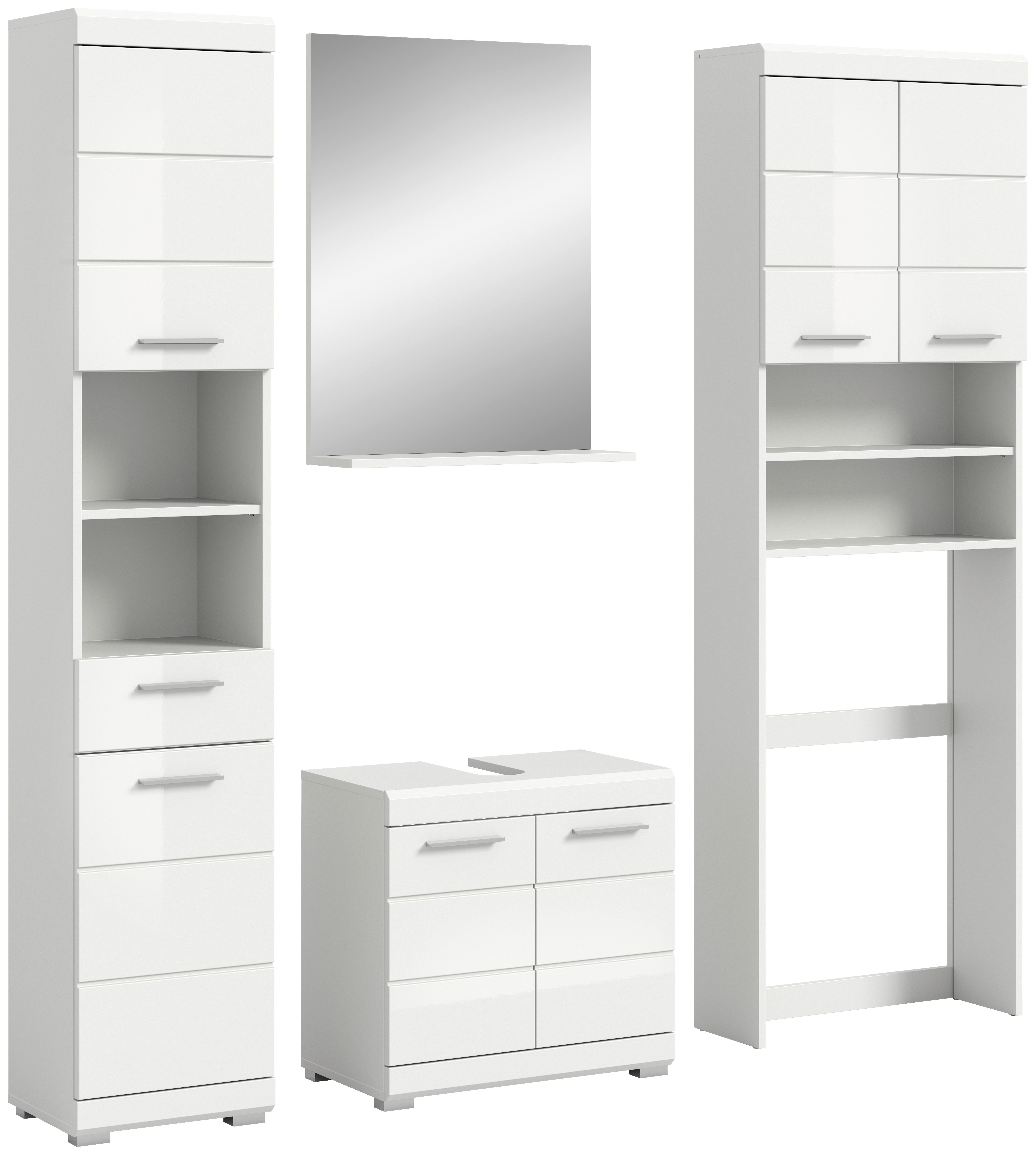 Badezimmer Scout Weiß B: 160 Cm - Weiß Hochglanz/Silberfarben, MODERN, Glas/Holzwerkstoff (160cm) - MID.YOU