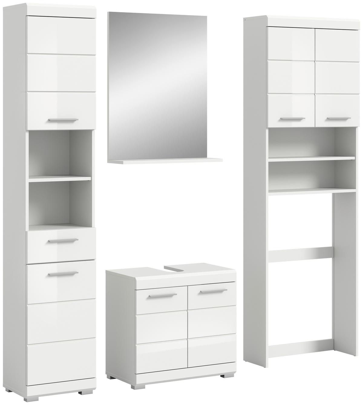 Badezimmer Scout Weiß B: 160 Cm - Weiß Hochglanz/Silberfarben, MODERN, Glas/Holzwerkstoff (160cm) - MID.YOU