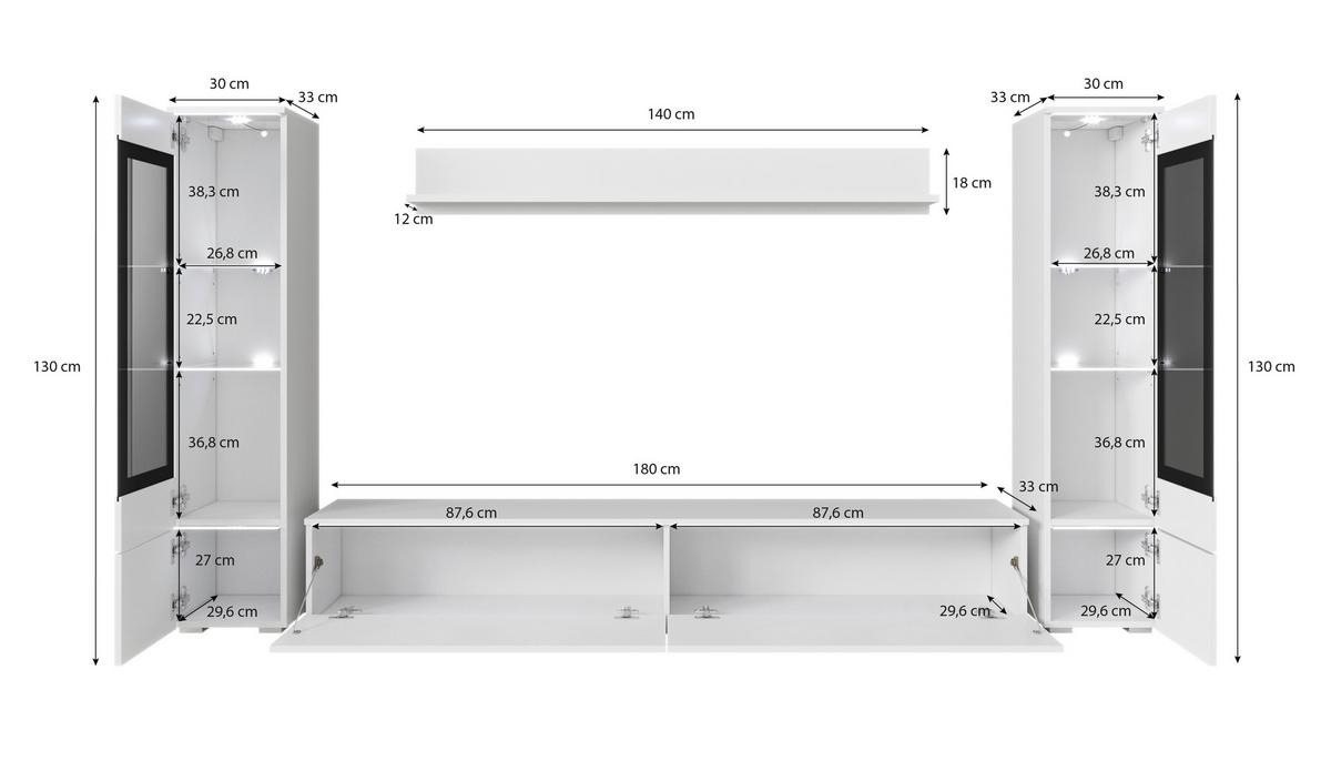 OBÝVACÍ STĚNA VERA II - bílá/šedá, Trend, kompozitní dřevo/plast (240/130/33cm)