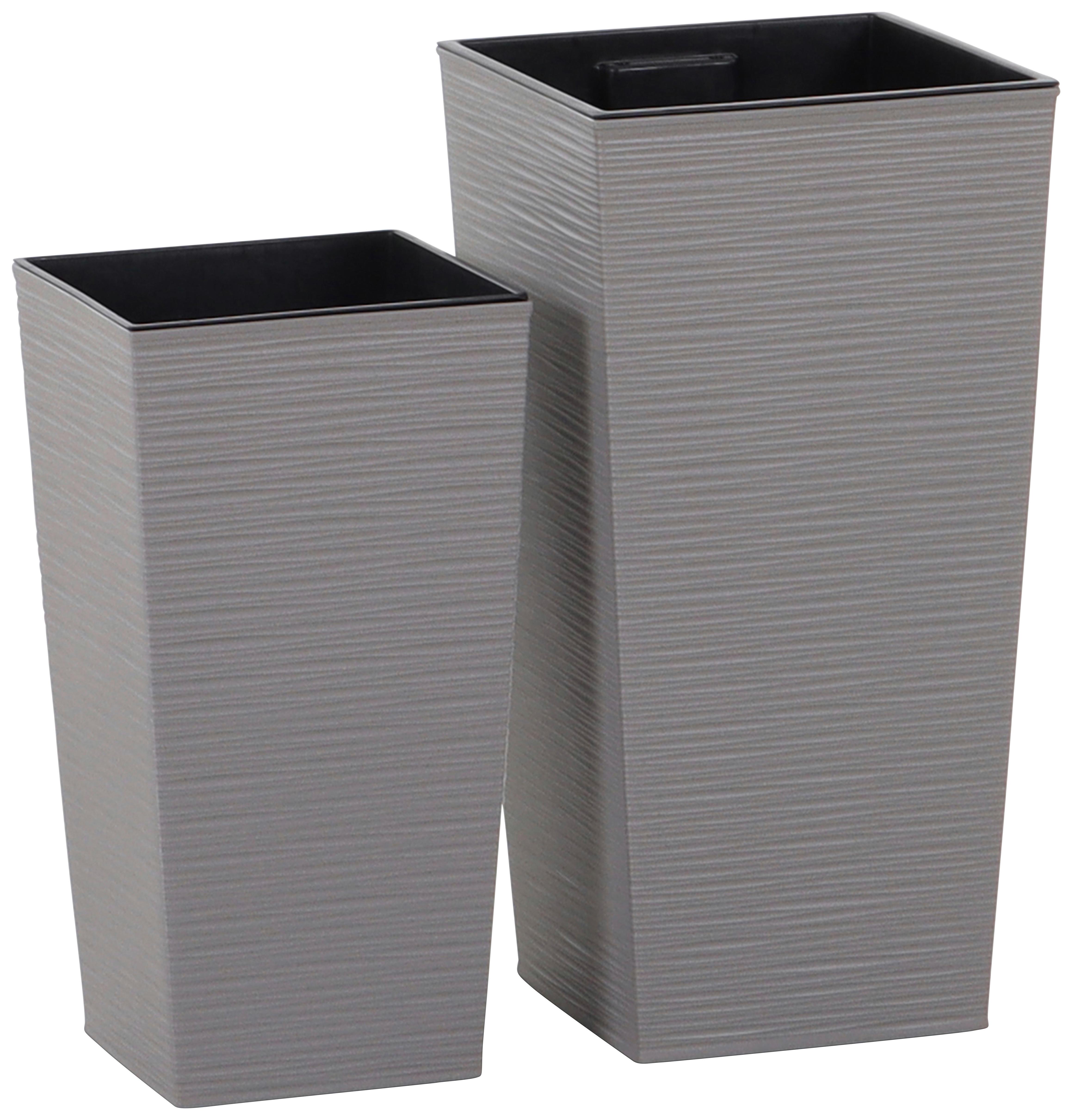 Übertopf-Set Grau 2-teilig - Grau, Basics, Kunststoff - Siena Garden
