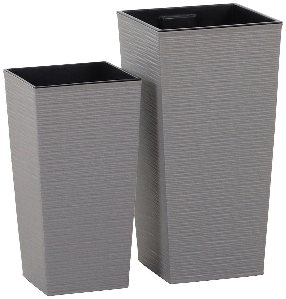 Übertopf-Set Grau 2-teilig - Grau, Basics, Kunststoff - Siena Garden