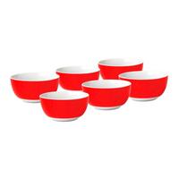 Müslischalenset Rot Weiß 6-teilig D: 14 cm - Rot/Weiß, Basics, Keramik (14/6cm) - Van Well
