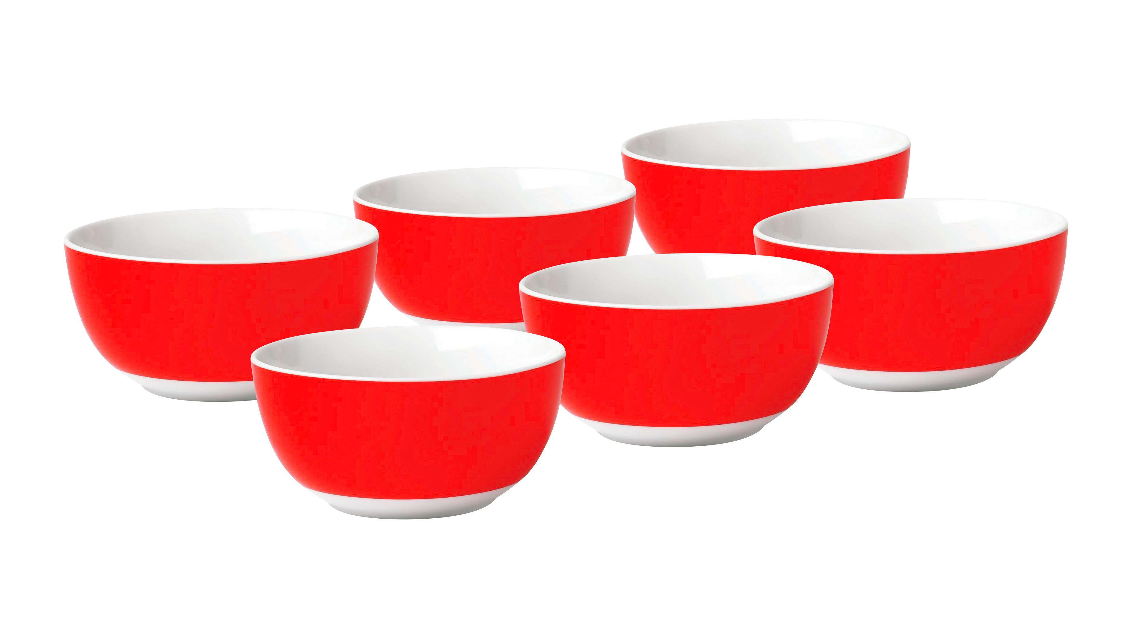 Müslischalenset Rot Weiß 6-teilig D: 14 cm