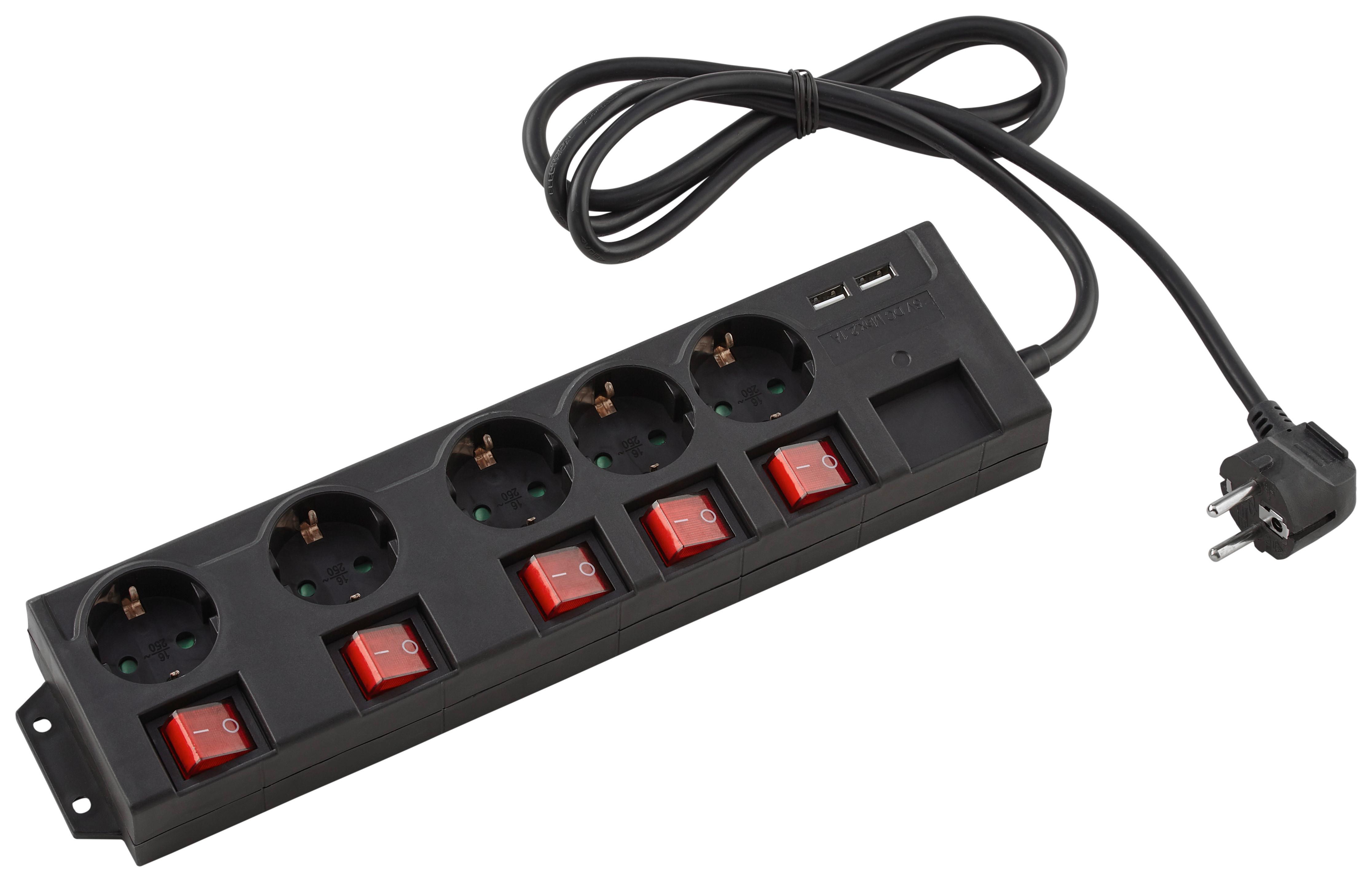 ZÁSUVKOVÁ LIŠTA CASPER - černá, plast (34,1/8,2/4cm) - Mömax