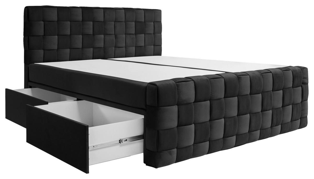 Boxbett Zante Schwarz Lf: 160x200 cm - Schwarz, MODERN, Textil (160/200cm) - Livetastic