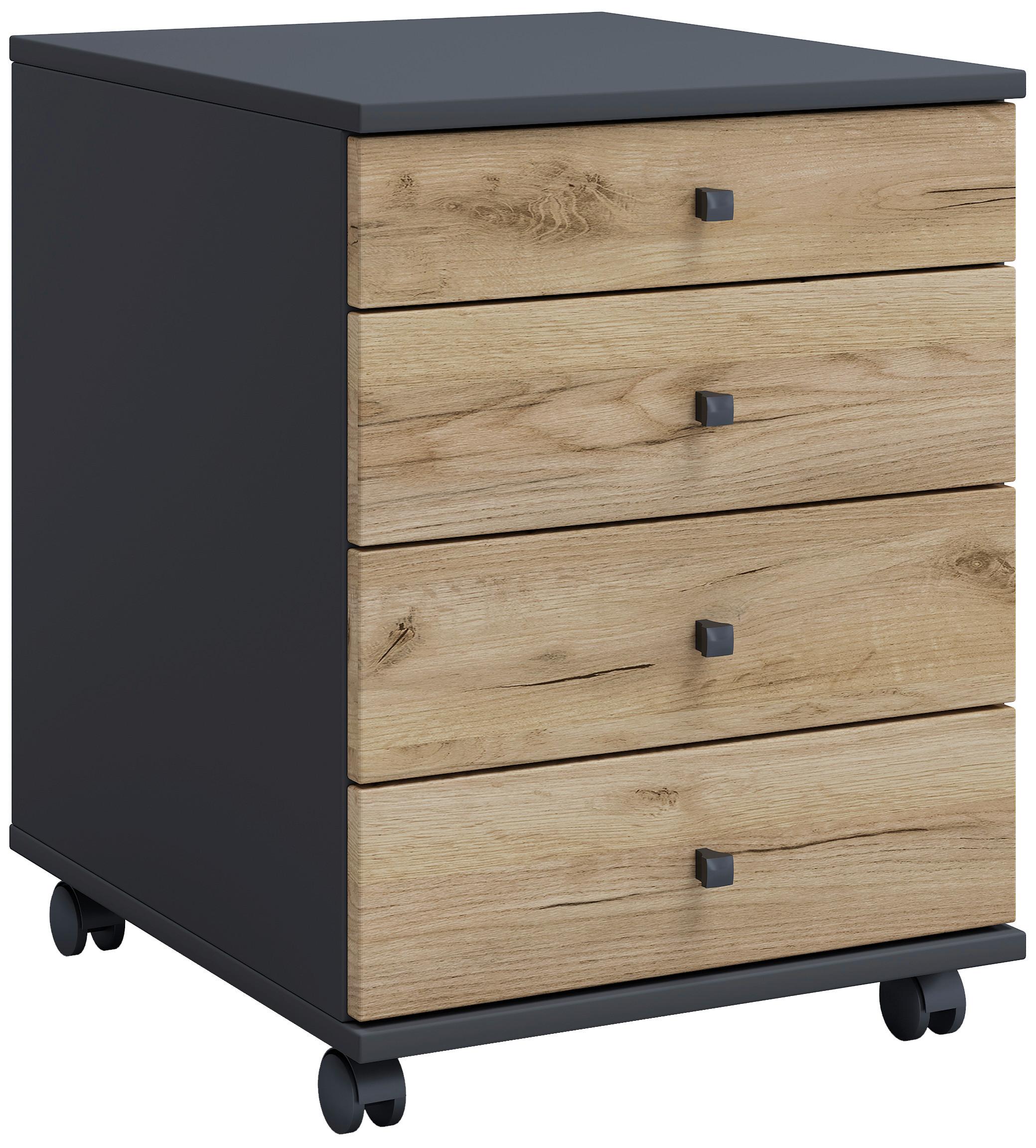 Rollcontainer Lona Anthrazit Honigeiche Dekor - Honigeiche/Anthrazit, Design, Holzwerkstoff/Kunststoff (42/57/50cm) - MID.YOU