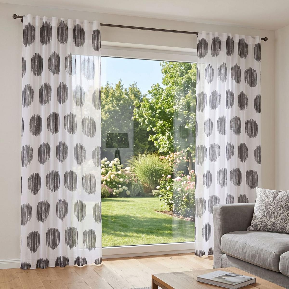 FERTIGVORHANG ELISE - Schwarz/Weiß, MODERN, Textil (140/245cm) - Luca Bessoni