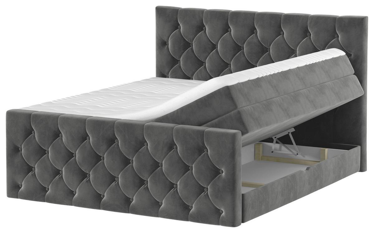 Boxspringbett Swing 19 Graphitfarben 140x200 Cm H2 - Beige/Schwarz, ROMANTIK / LANDHAUS, Textil (140/200cm) - James Wood
