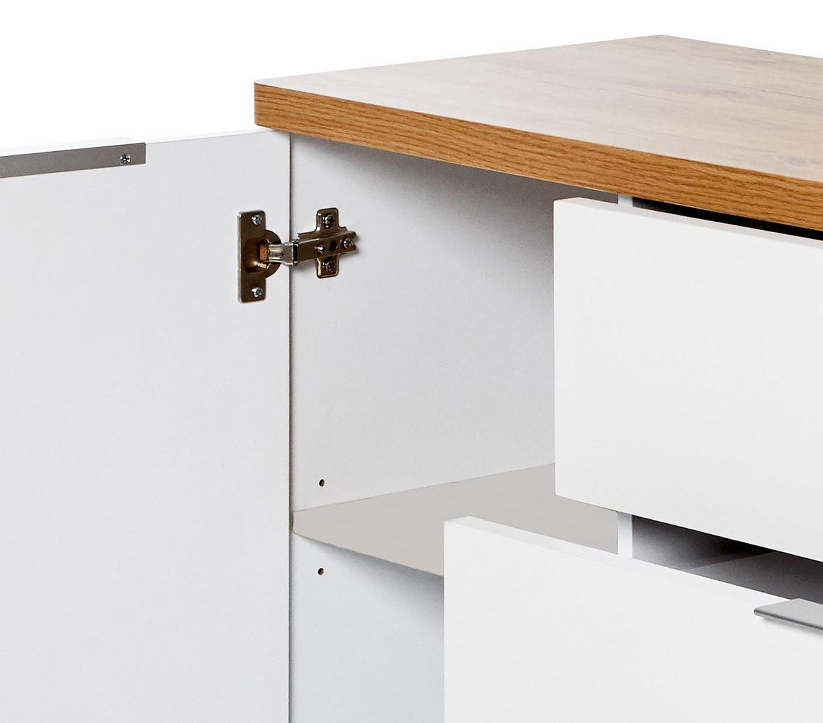Sideboard 120cm Libre Sb 120 Weiß/Eichefarben - Eichefarben/Weiß, KONVENTIONELL, Holzwerkstoff (120/77/39cm) - Livetastic