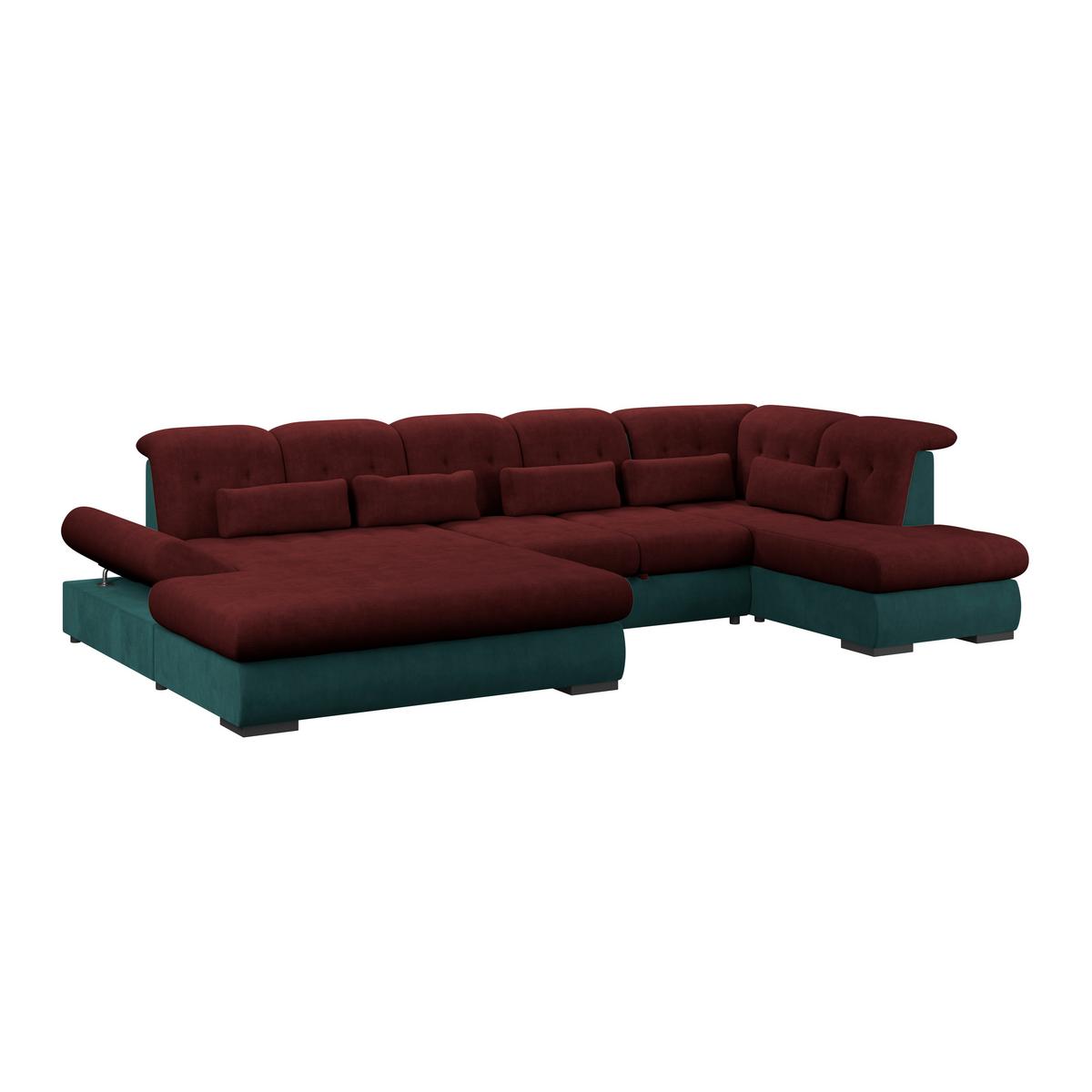 Wohnlandschaft Madera Rubinrot S: 358x212 cm - Türkis/Rot, KONVENTIONELL, Kunststoff/Textil (190/358/212cm)
