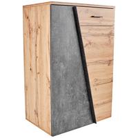 Kommode B 80cm Venedig, Wotan Eiche Dekor/Beton Optik - Eichefarben/Schwarz, MODERN, Holzwerkstoff (80/110/40cm)