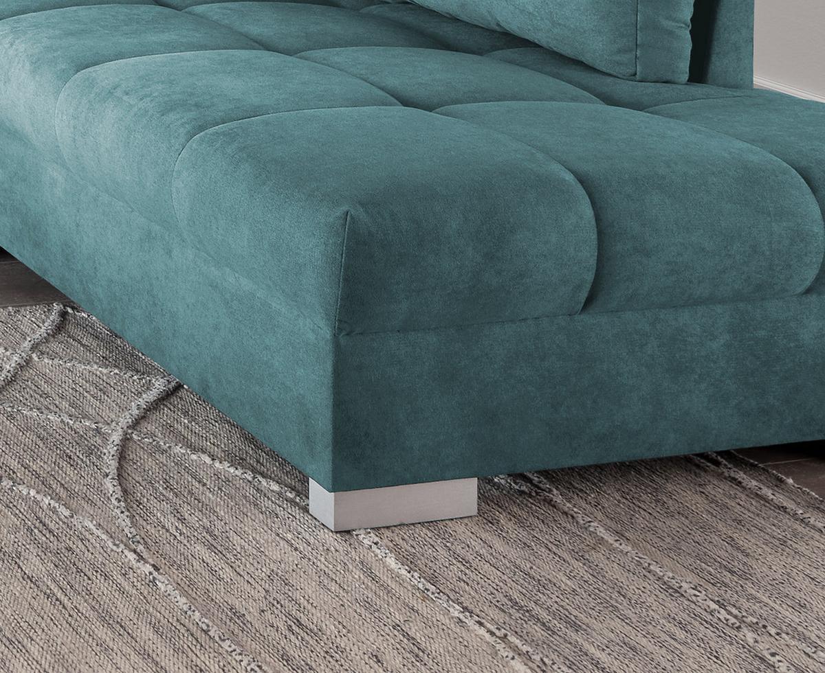 Eckschlafsofa Alvito - Silberfarben/Petrol, Design, Textil (298/202cm) - MID.YOU