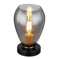Tischlampe Grau Mit Wippschalter - Messingfarben/Schwarz, Design, Glas/Metall (15/23,5cm) - Globo