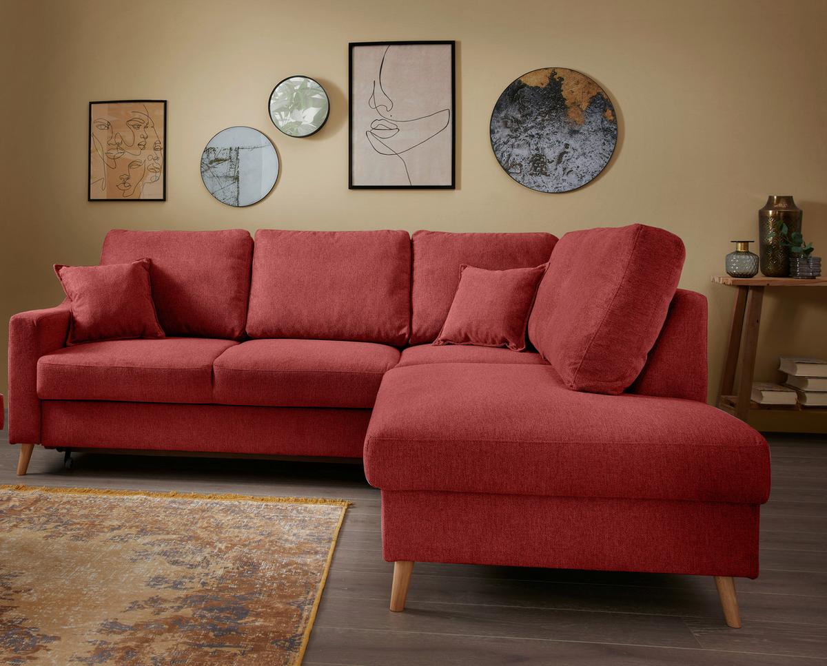 Ecksofa Valentina Rot S: 230x200 Cm - Rot/Naturfarben, MODERN, Textil (230/200cm) - Livetastic
