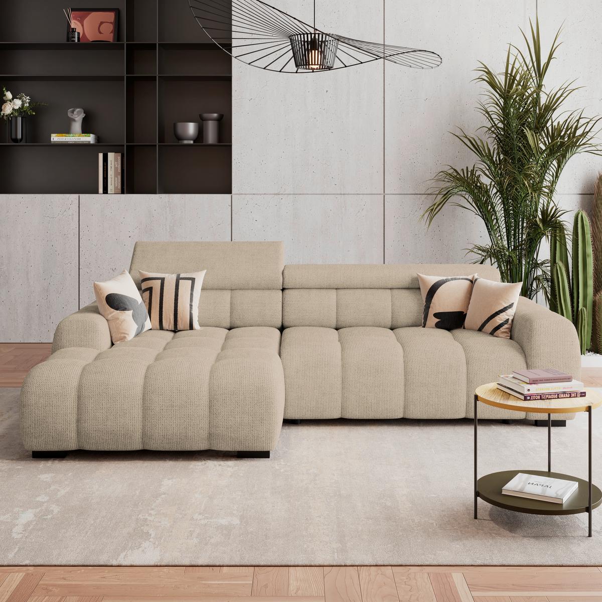 Ecksofa Fargo S Braun, B: 168cm - Beige/Schwarz, Trend, Textil (168/285cm)